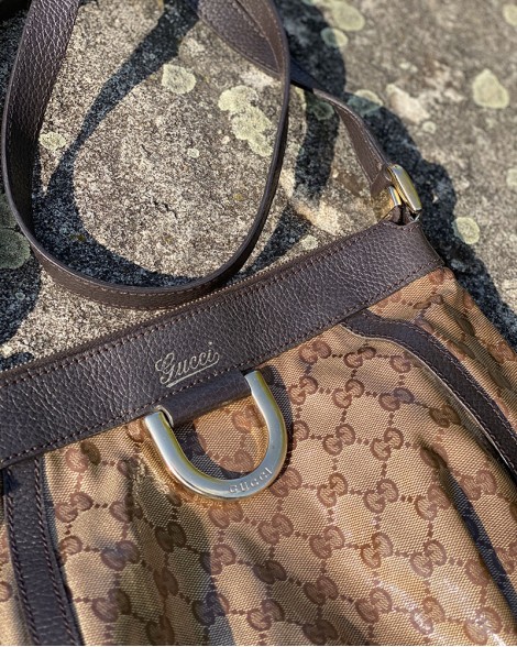 Kabelka dámská Gucci EBONY GG CRYSTAL CANVAS crossbody